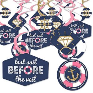 big dot of happiness last sail before the veil – nautical bachelorette and bridal shower hanging decor – party decoration swirls – set of 40
