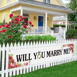 will you marry me large banner, proposal banner, engagement lawn sign porch sign, engagement party decorations, indoor outdoor backdrop 8.9 x 1.6 feet