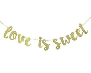 love is sweet banner gold glitter for bridal shower engagement wedding bachelorette party decor sweets table sign photo booth props
