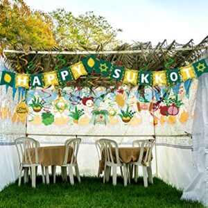 Mosailles Happy Sukkot Hanging Swirls Banner Decorations kit Etrog and Lulav outdoor pre-assembled Sukkah Decor Holiday Party Decor Supplies