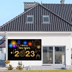 Happy New Year 2023 Banner Backdrop Decorations New Year's Eve Background Banner, Fireworks Happy New Year Decorations NYE 2023 Decor