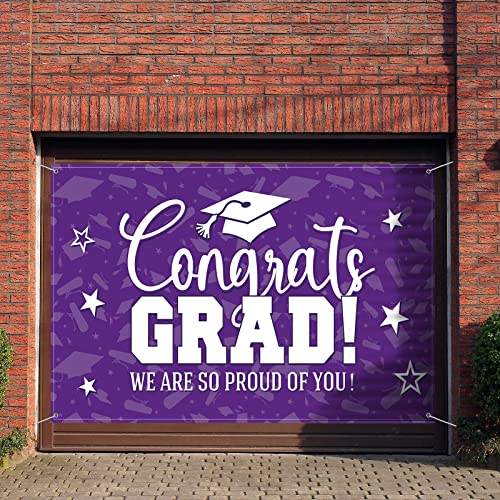 Graduation Decorations Graduation Backdrop Banner Class of 2023 Graduation Backdrop Grad Background for Graduation Party Photo Studio Props Decoration Sign Supplies, 72.8 x 43.3 Inch (Purple)