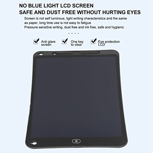 Gaeirt LCD Writing Tablet, Electronic Doodle Board One Click Clear Eye Protection Lightweight 15inch for Kids for Drawing for Doodling(Black, 15 Inch Color Screen)