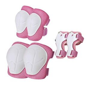 colcolo kids pads protective adjustable for skateboarding rollerblading boys girls child children, pink