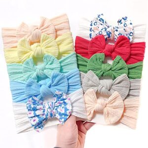 5pcs Toddler Hair Accessories Baby Girls Stretch Solid Floral Knotted Headwear Pull On Plain Cute (PK1, One Size)