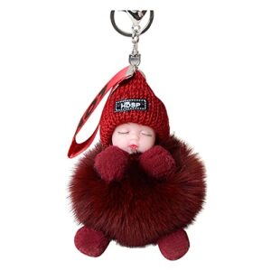 key ring hardware sleeping for babies suitable baby pendants car handbags keychain pompon with sleeping (m, one size)