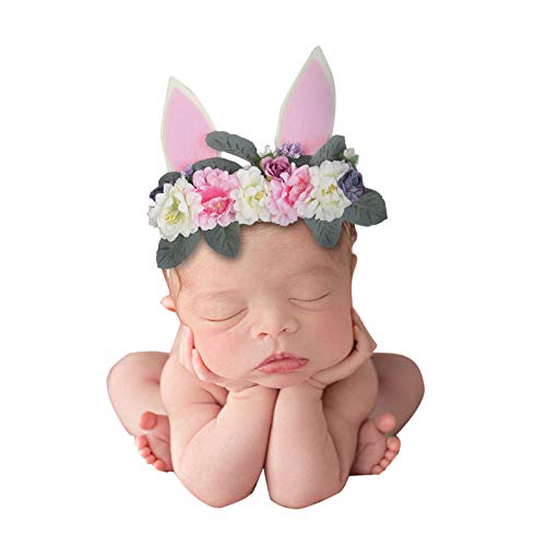 synia Wreath Ear Beach Accessories Bunny Head Grils Flower Kids Baby Toddler Baby Care Bow Girl