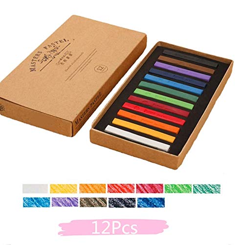 Non Toxic Artist Pastels,Square Soft Pastels Set,Chalks 12/24/36/48 Colors Soft Dry Pastel Artist Chalk Pastel Sticks for Office School Art Drawing Painting Supplies Professional Art Pastel (12Pcs)