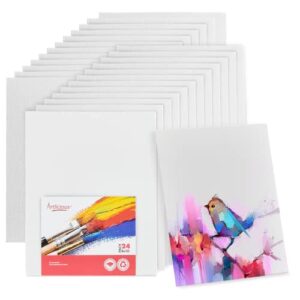 artlicious canvases for painting – pack of 12, 8 x 10 inch blank white canvas boards – 100% cotton art panels for oil, acrylic & watercolor paint