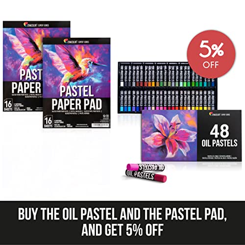 32 Pages Oil Pastel Paper Pad Set - 4 Shades of Natural-Toned Thick Paper - 2 x 16-Page Pastel Drawing Paper Sketchbooks - 9x12 in - 67 lb (180 GSM) - Painting, Drawing & Art Supplies - Zenacolor