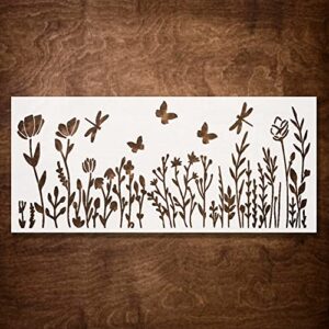 Large 16x12 Inch Wildflower Stencil for Painting on Wood, Canvas - Reusable Drawing Stencils for Crafts, Wall, Art, Furniture - Wildflower Stencil - Floral Stencils