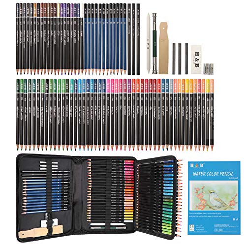 YBLANDEG Sketching and Drawing Colored Pencils Set 96-Pieces,Art Supplies Painting Graphite Professional Art Pencils Kit,Gifts for Teens & Adults Drawing Charcoal Tool Set