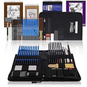 u.s. art supply 44-piece drawing & sketching art set with 4 sketch pads (242 paper sheets) – professional artist kit, graphite, charcoal, pastel pencils & sticks, erasers – pop-up carry case, student