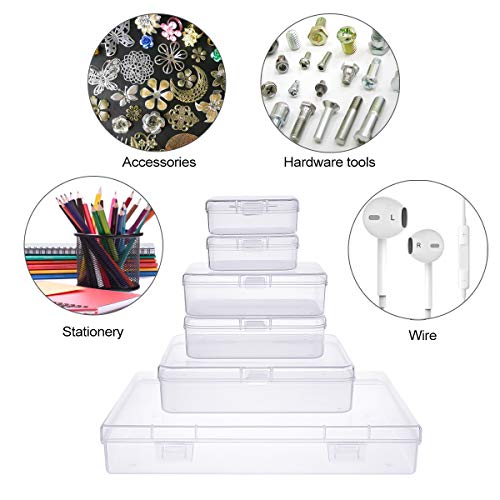 24 Pieces Mixed Sizes Rectangular Empty Mini Clear Plastic Organizer Storage Box Containers with Hinged Lids for Small Items and Other Craft Projects