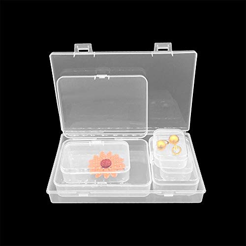 24 Pieces Mixed Sizes Rectangular Empty Mini Clear Plastic Organizer Storage Box Containers with Hinged Lids for Small Items and Other Craft Projects