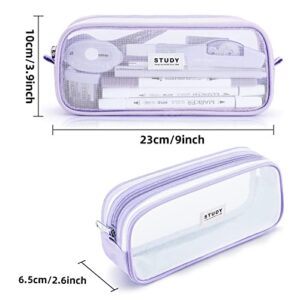 KALIDI Grid Mesh Pencil Case Pen Bag Clear Case Marker Pouch Multifonction Organizer Box Transparent case Makeup Bag Office College School Gift for adults Teen Girl Boy