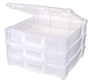 artbin 6913zz 12″ x 12″ portable art & craft organizer with handle 3-pack, [3] plastic storage cases, clear