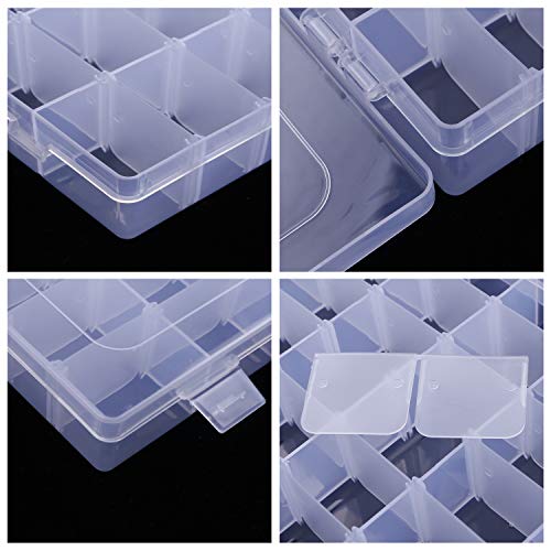 Benbilry 36 Grids Clear Plastic Organizer Box with Adjustable Dividers, 36 Compartment Organizer Clear Storage Container for Bead Organizer, Fishing Tackles, Felt Board and Jewelry Storage