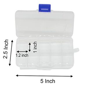 4 Pcs 10 Grids 5 Inch x 2.5 Inch Adjustable Small Removable Clear Plastic Jewelry Organizer Divider Storage Box Jewelry Earring Tool Containers (White (10-Grid) 4pcs)