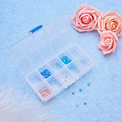 4 Pcs 10 Grids 5 Inch x 2.5 Inch Adjustable Small Removable Clear Plastic Jewelry Organizer Divider Storage Box Jewelry Earring Tool Containers (White (10-Grid) 4pcs)