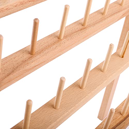 Tosnail 2 Pack 60 Spools Wooden Thread Holder Thread Rack Sewing and Embroidery Thread Organizer