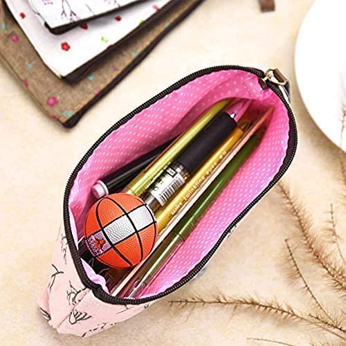 Countryside Flower Floral Cosmetic Makeup Bag Cute Floral Flower Canvas Zipper Pencil Pen Cases, Multi-functional lovely Flower Tree Fabric Coin Purse(4 Pcs)