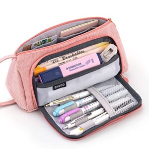 easthill large capacity pencil case multi-slot pen bag pouch holder for middle high school office college girl adult simple storage case pink