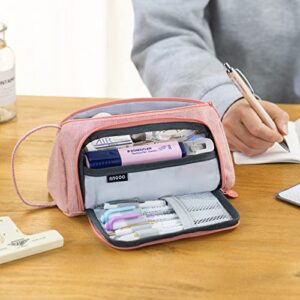 EASTHILL Large Capacity Pencil Case Multi-slot Pen Bag Pouch Holder For Middle High School Office College Girl Adult Simple Storage Case Pink