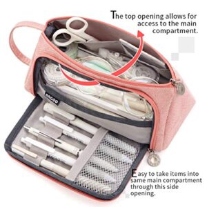 EASTHILL Large Capacity Pencil Case Multi-slot Pen Bag Pouch Holder For Middle High School Office College Girl Adult Simple Storage Case Pink