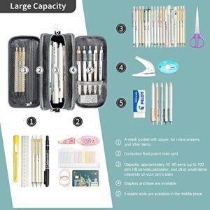 Vnieetsr Large Pencil Case Big Capacity Pencil Bag Large Storage Pouch 3 Compartments Desk Organizer Marker Pen Case Simple Stationery Bag Pencil Holder (Gray)