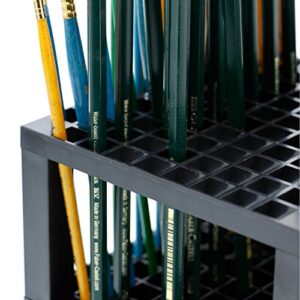 U.S. Art Supply 96 Hole Plastic Pencil & Brush Holder - Desk Stand Organizer Holding Rack for Pens, Paint Brushes, Colored Pencils, Markers