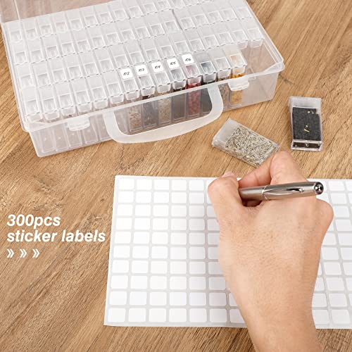 Quefe 2 Pack 64 Grids Diamond Painting Storage Containers 5D Plastic Box Bead Storage Organizer Boxes Diamond Painting Accessories with 300pcs Label Stickers for Diamonds, Beads DIY Art Craft Storage