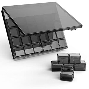 30 packs plastic stackable organizer container with lids, mini containers for beads, glitter, slime, paint or seed storage – black (black)