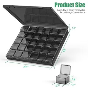 30 Packs Plastic Stackable Organizer Container with Lids, Mini Containers for Beads, Glitter, Slime, Paint or Seed Storage - Black (Black)