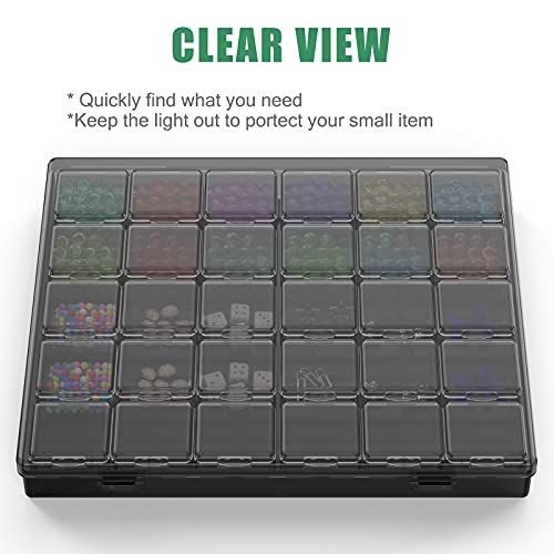 30 Packs Plastic Stackable Organizer Container with Lids, Mini Containers for Beads, Glitter, Slime, Paint or Seed Storage - Black (Black)