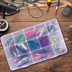 SGHUO 2 Pack 15 Girds Clear Plastic Organizer Box Storage for Washi Tape Tackle Box Jewelry Crafts Organizer, Container with Adjustable Dividers