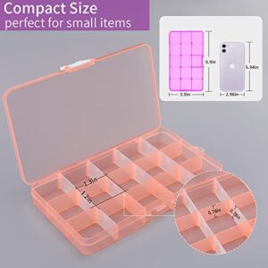 Opret Jewelry Organizer(4 Pack), SMALL Plastic Jewelry Box(15 grids) with Movable Dividers Earring Storage Containers, Size 6.9×3.9×0.9in
