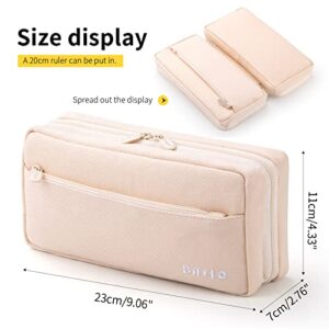 EASTHILL Big Capacity Pencil Case Pencil Pouch School Supplies for College Students Office Simple Stationery Pencil Holder Bag Teen Girls Women-Beige