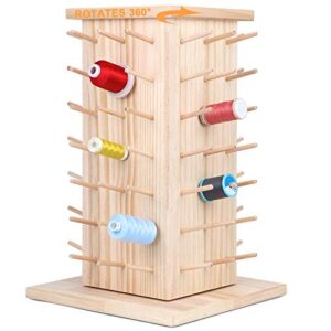 new brothread 84 spools (diy to be 93 spools) 360° fully rotating wooden thread rack/thread holder organizer for sewing, quilting, embroidery, hair-braiding and jewelry