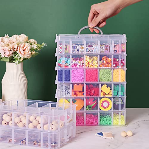 Quefe 8-Tier Stackable Storage Container Box with 80 Compartments, Plastic Organizer Box for Organizing Washi Tape, Embroidery Accessories, Threads Bobbins, Kids Toy