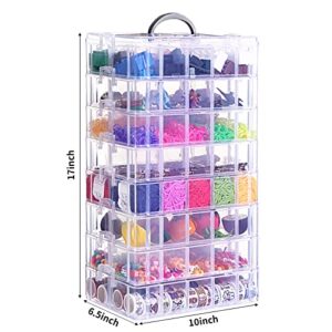 Quefe 8-Tier Stackable Storage Container Box with 80 Compartments, Plastic Organizer Box for Organizing Washi Tape, Embroidery Accessories, Threads Bobbins, Kids Toy