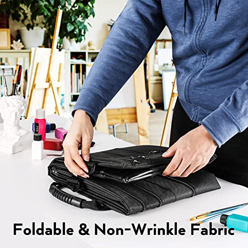 Nicpro Light Weight Art Portfolio Bag, 20x26 Black Art Canvas Portfolio Case with Detachable Shoulder Strap, Leather Corners, Carrying Storage Case for Artwork, Poster, Sketching, and Drawing