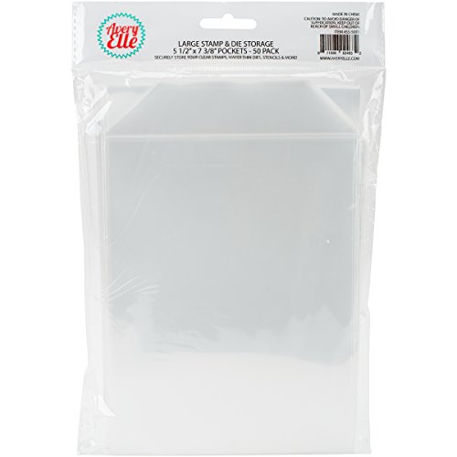 Avery Elle SS-5001 Stamp & Die Storage Pockets 50/Pkg Large 5 ½” x 7 3/8" , white/clear , Single Pack