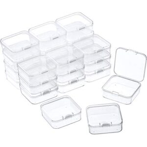 satinior 24 packs small clear plastic beads storage containers box with hinged lid for storage of small items, crafts, jewelry, hardware, 2.12 x 2.12 x 0.79 in