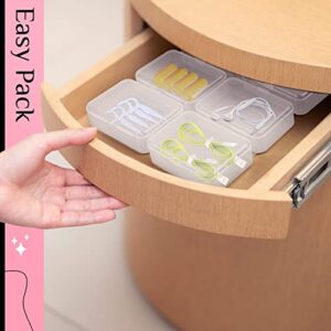 ISKYBOB 6 Packs Small Plastic Storage Containers, Clear Rectangle Bead Organizer Case with Lids for Crayons, Crafts, Bobby Pin Holder(3.7x 2.4in)