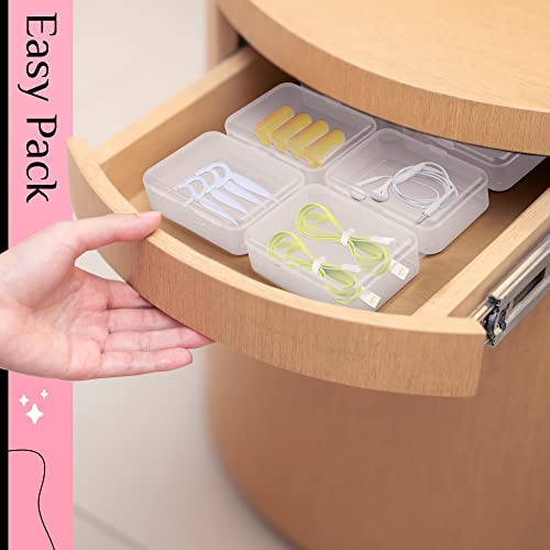 ISKYBOB 6 Packs Small Plastic Storage Containers, Clear Rectangle Bead Organizer Case with Lids for Crayons, Crafts, Bobby Pin Holder(3.7x 2.4in)