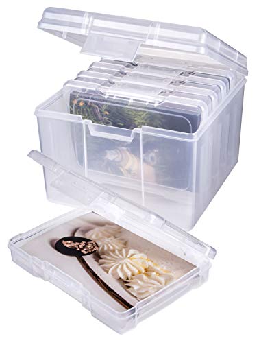 ArtBin 6947ZZ Photo & Craft Organizer Set, Large Box with [5] Plastic Storage Cases Inside, Clear