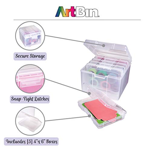 ArtBin 6947ZZ Photo & Craft Organizer Set, Large Box with [5] Plastic Storage Cases Inside, Clear