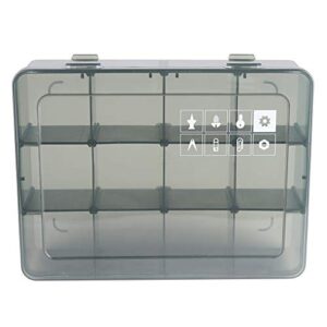 upgrade 12 grids plastic storage organizer box, storage container, jewelry organizer, parts storage box with dividers for crafts, buttons, pins and more…