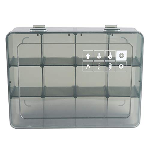 Upgrade 12 Grids Plastic Storage Organizer Box, Storage Container, Jewelry Organizer, Parts Storage Box with Dividers for Crafts, Buttons, Pins and More…